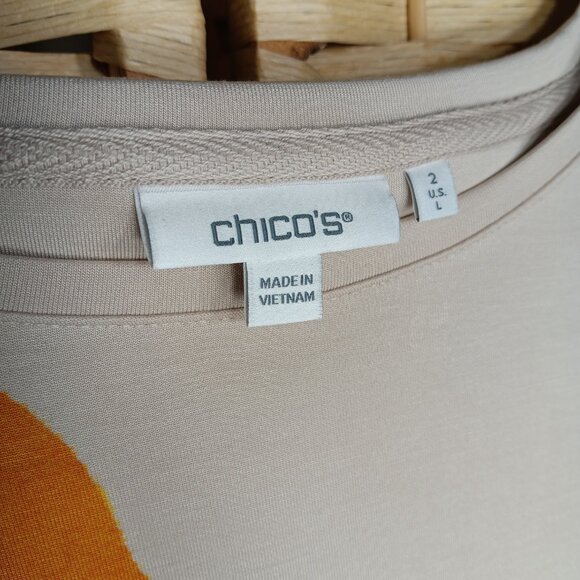 Two Chico's Tops Tropical Long 3/4 Sleeve Pima Cotton Modal Blends 12 - Picture 5 of 13